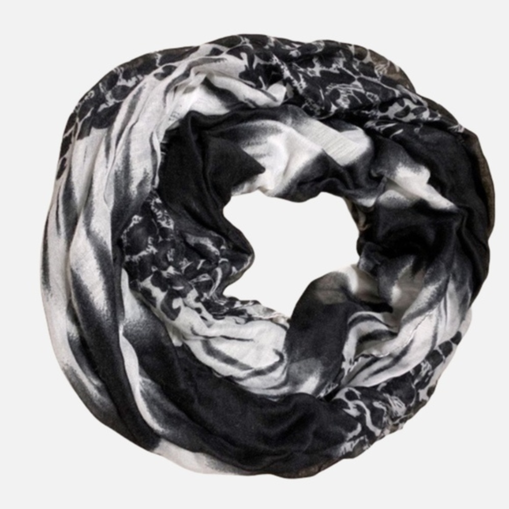 Black and White Tiger Leopard Animal Print Infinity Scarf